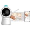 BEABA BÉABA Zen Smart AI, Baby Monitor Video 3 In 1 Con Telecamera 360° Full QHD 4MP, Schermo HD 720p, App Mobile, Intelligenza Artificiale Rilevamento Rotolamento, Visione Notturna, Luce Notturna, Bianco