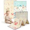 COSYLAND Tappeto Gioco Bambini Pieghevole Neonato - Tappeto Gioco Neonato Impermeabile Morbido 150 x 180 x 1cm,Tappetino per Attività, Schiuma Sicura, Reversibile, Regalo Bambino (Orso & City Car)