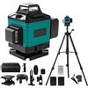 Uadme Livella Laser Autolivellante 360 Rotante, 4D 16 Linee Livello Laser con 1,2M Treppiede Regolabile, Visibile e Preciso, per Immagini Scaffali o DIY, 4,8Ah Batteria Ricaricabile(Verde e Nero)