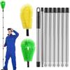 Xinxinphi Pulisci Grondaie con Asta Telescopico, Spazzola Pulizia Finestre Acciaio Inox, Strumento Manico Lungo Estensibile 310cm, Scopa Ragnatele per Pulire Foglie, Sporco, Ragnatele & Neve