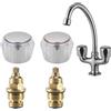 RIMEX SKLEP INSTALATORA Rimex Set Di Testa Del Rubinett Acqua Fredda E Acqua Calda Per Cucina O Bagno Maniglia Del Cappuccio Sanitario Da 1/2 Pollice Testa Della Valvola Per Bagno Rossa E Blu Cromata 1 Paio