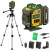 Alloyman Livella Laser Autolivellante 16 Linee con treppiede, Laser a linee incrociate a 4x360 gradi, 4D verde, laser a croce con 2 batterie ricaricabili, IP54, per fai da te, lavori interni e