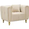 Dmora - Poltrona Branco, Seduta imbottita, Divano singolo da salotto, Sedia con braccioli, 81 x 97 h71 cm, Crema e Oro