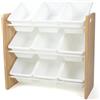 Humble Crew HumbleCrew Scaffale Bambini Ecologico: Organizer Giocattoli con 9 Contenitori, Design Naturale/Bianco, Perfetto per Camerette Moderne e Ordinate