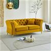 Dmora - Divano fisso 2 posti Acre, Sofà dritto, Divanetto per salotto, Poltrona matrimoniale, 162 x 83 h76 cm, Ocra e Oro