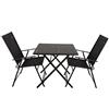 AKTIVE Set tavolo e sedie da giardino pieghevoli, 3 pezzi, Realizzato in acciaio nero e textilene, Design robusto e compatto,