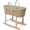 Clair de Lune Culla in palma biologica con supporto a dondolo naturale, premiata culla per bambini, 75 x 28 cm, verde salvia