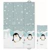 Kikido Materassino Fasciatoio Portatile Neonato 40x60 cm - Pinguini - Cuscino Fasciatoio Pieghevole, Compatto, Salvaspazio e Impermeabile 60x40 - Materassino Da Viaggio per Cambio Pannolino