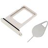 OnlyTech - Vassoio della Scheda SIM di Ricambio per iPhone 13 Bianco (Luce Stellare) - con Guarnizione installata + Strumento di Estrazione