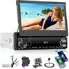 Hikity Wireless Carplay Autoradio Bluetooth 1 Din con Schemo Flip Out da 7 Pollici Stereo Android Auto Radio con Vivavoce Bluetooth FM Mirror Link Telecamera Posteriore Type-C USB