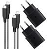 KenSera 2 Pack Caricatore USB C da 25W e Caricabatterie Veloce per Samsung Galaxy S25/S24/S23/S22/S21/S20/Note20/S10/A55/A54/A15 con cavo in nylon da 2M, Cavo di Ricarica USBC Adattatore di Alimentazione
