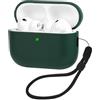 AOOSU Custodia Compatibile con AirPods 3 Pro, Custodia Protettiva per AirPods, Bluetooth Scatola per Cuffie Protettiva, Silicone Morbido, Antigraffio, Con Cordino (Verde Scuro)