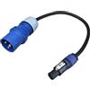NWP Cavo di alimentazione 0,5 m 3 poli CEE spina 16 A su powerCON blu NAC3FXXA-W-S - 3 x 1,5 mm² - Tubo in gomma