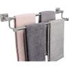 TocTen Doppia barra portasciugamani da bagno - spesso in acciaio inox SUS304 per bagno, accessori da bagno, doppia asta porta asciugamani resistente, montaggio a parete (nichel spazzolato, 61 cm)