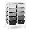 COSTWAY Carrello con 10 cassetti impilabili, con struttura in metallo e ripiano, per ufficio, soggiorno, 65,5 x 37 x 87 cm