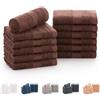 Todocama - Set di 12 asciugamani (30 x 30 cm) 100% cotone morbido e assorbente, 550 gsm premium (cioccolato)