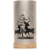 SHATCHI 20 centimetri Natale Decorato Vaso Lampada Da Tavolo Tubo di Vetro Inciso Foresta Nevicata Scena Cilindro Argento LED Fairy Lights Funzionamento A Batteria