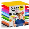 OFITURIA Set 40 Fogli Gomma Eva, Colori Assortiti, Formato 20x30 cm, 15 Colori Diversi, Ideale per Fai da Te, Scuola, Lavoretti Creativi, Hobby e Uso Artistico (Glitter)