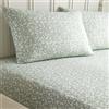 Dreams & Drapes - Lenzuolo con angoli verde salvia floreale (190 x 140 x 28 cm) - lussuoso policotone - copripiumino coordinato disponibile - lenzuolo verde con foglia