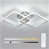 Osairous Plafoniera LED Dimmerabile 50W 5625LM, Lampada da Soffitto LED con Telecomando, 3000K-6500K, Lampadario Soggiorno Moderno Argenteo per Cucina Camera da Letto, 64CM