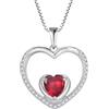 FJ Collana Cuore Donna in Argento Sterling 925 Collane con Ciondolo Rubino Luglio Pietra Portafortuna Gioielli Regalo per Amiche Moglie Mamma Donna