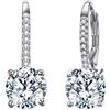 Ever Faith - Orecchini pendenti da donna in argento Sterling 925 con zirconi, con chiusura a monachella