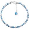 Schöner-SD Schöner Schmuck-Design, cavigliera con perline di cristallo Swarovski®, blu acquamarina e cristallo AB, in argento 925