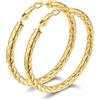 Bestyle Orecchini Donna Oro a Cerchio Attorcigliati in Acciaio Inossidabile Orecchini Donna Cerchio Intrecciato 60mm Placcato Oro Confezione Regalo