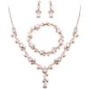EVER FAITH Set di gioielli da sposa per damigella d'onore Teardrop Cubic Zirconia foglia di vite prom collana orecchini pendenti set bracciale donna, cubica