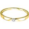 Orovi Anello Donna Solitario con Diamante taglio brillante Ct 0.05 in oro Giallo 9 kt 375 Anello