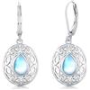 REDSUN Orecchini a goccia in pietra di luna 925 argento sterling da donna Gioielli celtici Leverback pietra di luna/turchese/opale Ipoallergenico Eleganti orecchini pendenti Regalo per fidanzata