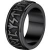 Supcare Vichinghi Anello Antistress Uomo Girevole, Nero Anelli Uomo Acciaio, Misura 20 Vintage Anello Uomo con Rune Vichinghe, Ideale Regalo per Papà Ragazzo