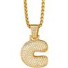 Richsteel Ciondolo a Lettera Bolla con Zirconia Cubica, Ciondolo Numero 0-9 Scintillante, Gioielleria Hip Hop alla Moda, Nome Personalizzabile, con Confezione Regalo, Zirconia cubica, Zirconia cubica