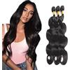 Salharer Extension Capelli Veri Tessitura Body Wave Human Hair Bundles Unprocessed Real Hair 3 Extensions 50g/Per Double Weft Remy Natural Black Color for woman 30 32 34 Inch