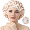 Years calm Cuffia da doccia foderata in spugna, motivo a cuore a triplo strato, impermeabile, riutilizzabile, elastica, cuffia da doccia per capelli da donna, cuffia da doccia in spugna per spa