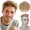 MY-LADY Parrucca Uomo Frontale, Men's Hairline Toupet Capelli Frontale Uomo Protesi Capelli Umani, Base PU 0.04mm 4x18cm Naturale Invisibile 12g (#27, Biondo Scuro)