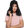 Ausing Cappello da parrucca con parrucca corta, berretto da donna con capelli ricci, nero rimovibile e traspirante