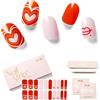 NAILOG Sweet Heart - Strisce per unghie in gel semi-catalizzato, per San Valentino, 20 adesivi extra lunghi, 1 lampada UV, finitura lucida e a lunga durata, in gel morbido