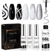 Shining She Liner Smalto Semipermante,3 Colori Nero Argento Bianco Smalto Semipermanente Liner Gel, Soak-Off UV Adatto per Nail Art Femminile Di Famiglia,Kit Manicure Donna,8ML