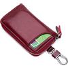 PORRASSO Astuccio Portachiavi Vera Pelle Auto Del Sacchetto Portachiavi Portatile Sacchetto Chiave Key Case con 6 Gancio per Uomo Donna Vino Rosso