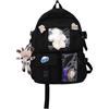 NICOLE & DORIS Zaino da Donna Moda Zainetto per Ragazze Simpatico Impermeabile Zainetto da Viaggio Kawaii Borsa Zaino Borsa da Scuola con Bambola di Peluche Nero