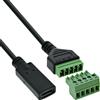 Inline 92504F - Cavo adattatore USB-C femmina a blocco terminale a 5 poli, cavo di collegamento per alimentazione e linee dati, codificato a colori, 1 m