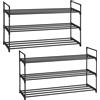 SONGMICS Scarpiera a 3 Ripiani, Set da 1/2, Scarpiera in Metallo, Capacità da 12 a 15 Paia di Scarpe, Ripiano Impilabile, per Ingresso, Soggiorno, Camera da Letto, 30 x 92 x 54 cm, Nero