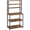 VASAGLE Scaffale da Cucina, Scaffale da Forno, 6 Ripiani e 6 Ganci, per Microonde, Struttura in Acciaio, Stile Industriale, 40 x 80 x 167 cm, Marrone Rustico e Nero/Grigio e Nero/Rovere e Bianco
