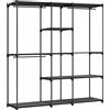 SONGMICS Armadio, Appendiabiti, Guardaroba, con Barre, Spogliatoio, Ripiani in Tessuto, Struttura in Metallo, 182 x 43 x 182 cm, Nero Inchiostro/Mauve/Nero e Grigio