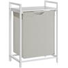 VASAGLE Cesto per Biancheria Sporca, Cesto Portabiancheria, Borsa per Biancheria in Tessuto Oxford Rimovibile e Staccabile, con Ripiano, Struttura in Metallo, 65 L, 50 x 33 x 72 cm, Bianco/Nero e