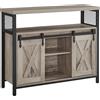 VASAGLE Credenza, Armadio Cucina, con 2 Ante Scorrevoli, 33 x 100 x 80 cm, Greige Melange e Nero Inchiostro/Grigio Fumé e Nero Inchiostro/Marrone Rustico e Nero Inchiostro/Turchese e Nero