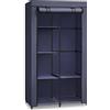 SONGMICS Armadio in Tessuto, Guardaroba, con 1 Barra Appendiabiti, 6 Ripiani, Tessuto Non Tessuto, Struttura in Metallo, 45 x 88 x 168 cm, per Camera da Letto, Corridoio, Blu Scuro/Grigio/Nero/Verde