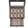SONGMICS Scatola Porta Orologi con 8 Scomparti, Custodia in Legno a 2 Livelli con Coperchio in Vetro, Cuscinetti, Rivestimento in Velluto, Regalo per Persone Care, Nero Ebano/Noci Rustico/Nero