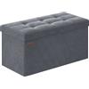 SONGMICS Pouf contenitore, baule portaoggetti pieghevole, 38 x 76 x 38 cm, poggiapiedi sgabello, panca a cubo, supporta fino a 300 kg, per soggiorno, camera da letto, ingresso, grigio ardesia/grigio
